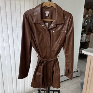 Chico's Brown Leather Jacket with Belt